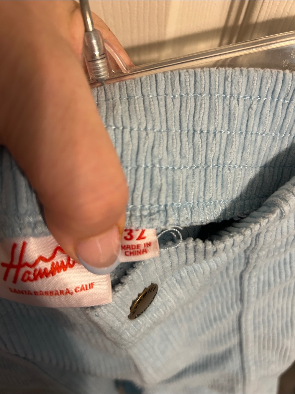 HAMMIES Size 32 Women's High-Waist Light Blue Corduroy Shorts Surfer Coastal - Picture 7 of 10
